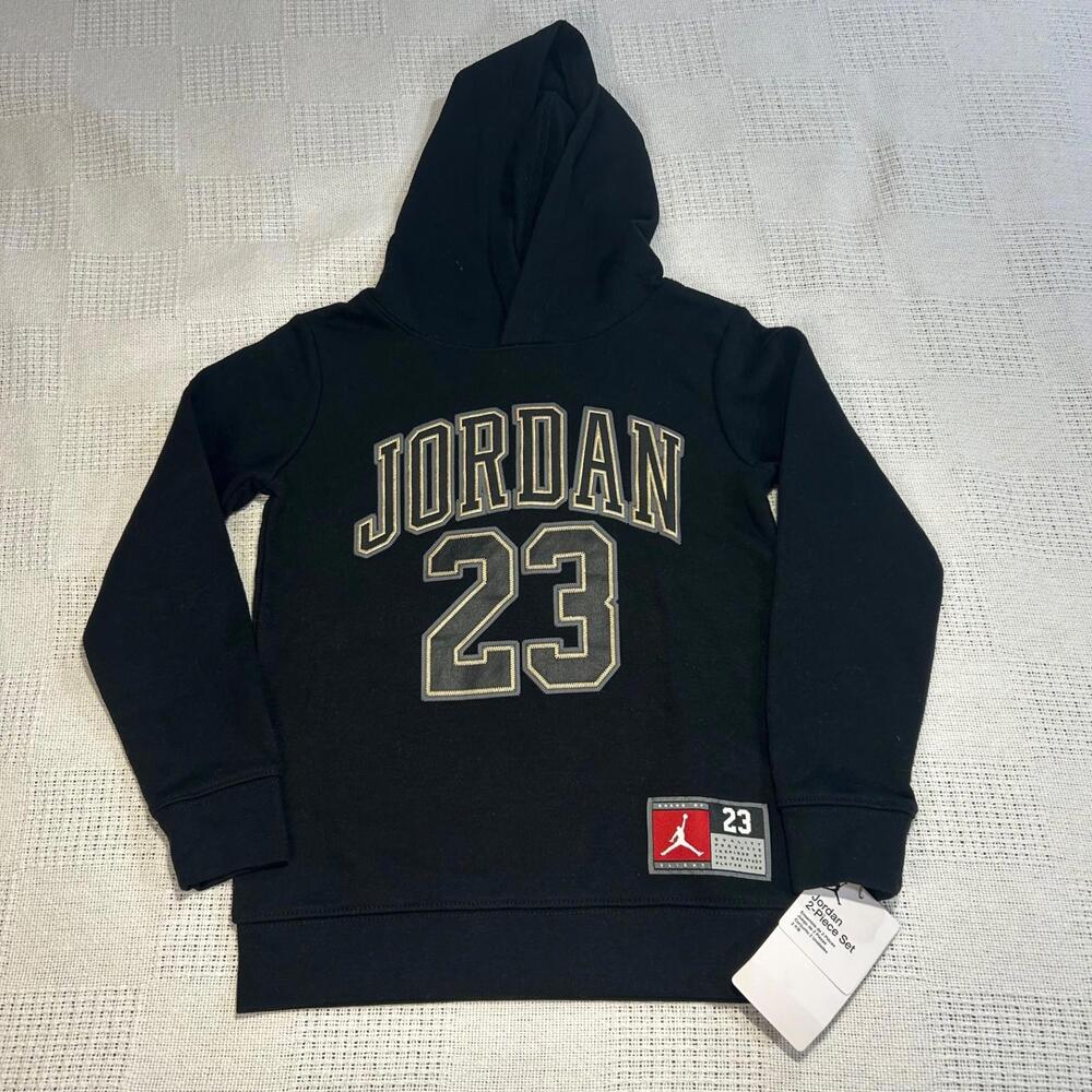Jordan Boys Jumpman Stitched Black Premium Hoodie Pullover 5/6 yea / (M)